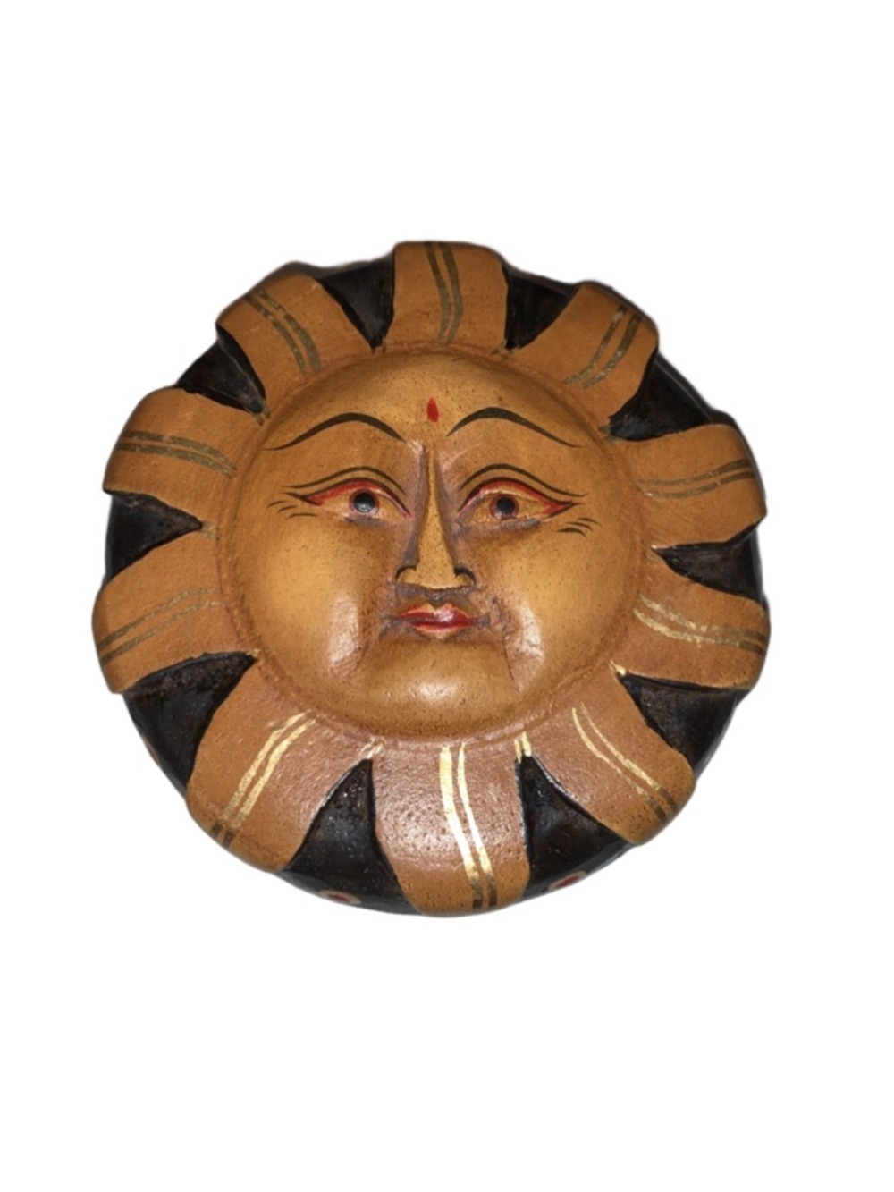 Vintage Decor Sun Face Wooden Trinket Box